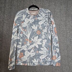 SmartWool Classic Thermal Base Layer Top Sz Large Merino Wool Winter Sky Floral